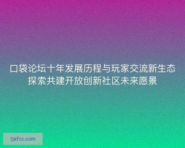 口袋论坛十年发展历程与玩家交流新生态探索共建开放创新社区未来愿景