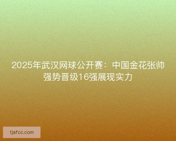2025年武汉网球公开赛:中国金花张帅强势晋级16强展现实力 2025年武汉网球公开赛:中国金花张帅强势晋级16强展现实力