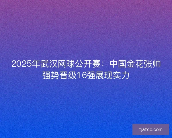 2025年武汉网球公开赛：中国金花张帅强势晋级16强展现实力