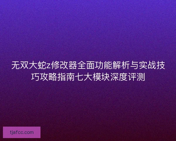 无双大蛇z修改器全面功能解析与实战技巧攻略指南七大模块深度评测 无双大蛇z修改器全面功能解析与实战技巧攻略指南七大模块深度评测